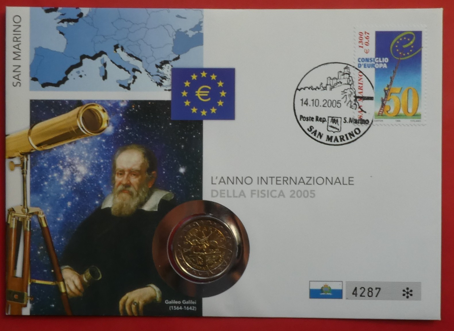 2 euros Saint-Marin, 2005, Année internationale de la physique, St, en lettre...