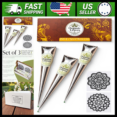 Henna Cones 3 Pack 30g Natural Pre-Filled Ready-to-Use Color