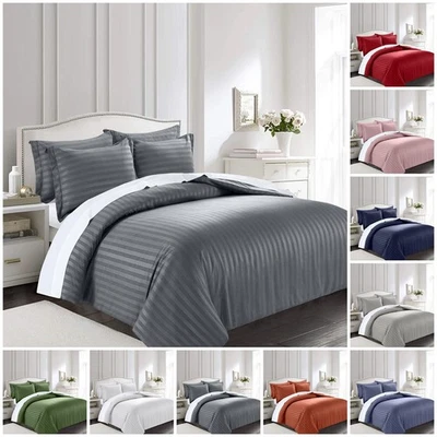 EASTPARKBEDDING Copripiumino a righe egiziane set lenzuola singolo matrimoniale king size