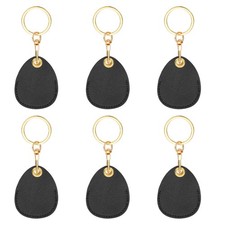 6pcs Leather Keychain,45mm Sublimation Keychain Blanks,Water Drop,Black