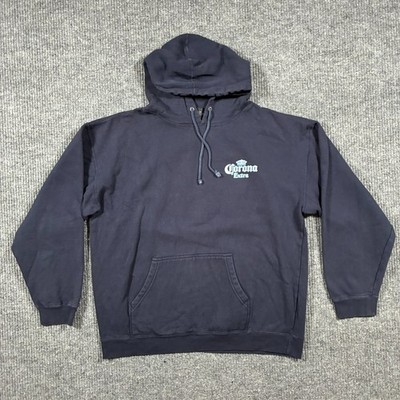 Hybrid Tees Corona Extra Mens Hoodie Size L Navy Pullover Casual Long Sleeve