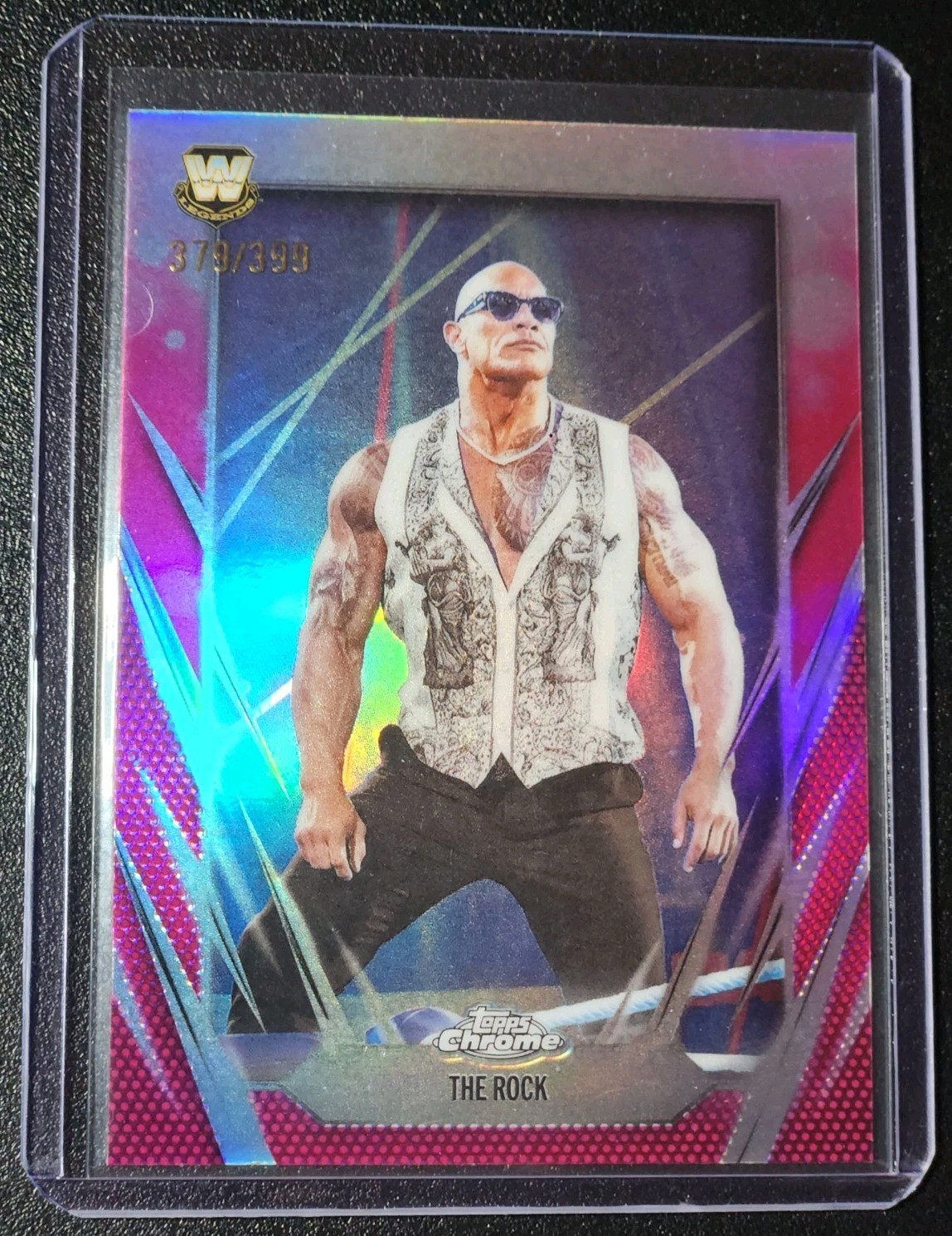 2026 Topps Chrome WWE #1 The Rock Magenta Refractor /399