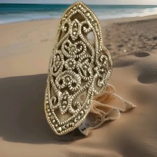 Vintage Fiigree Silver and Marcasite Ring Size L Stamped