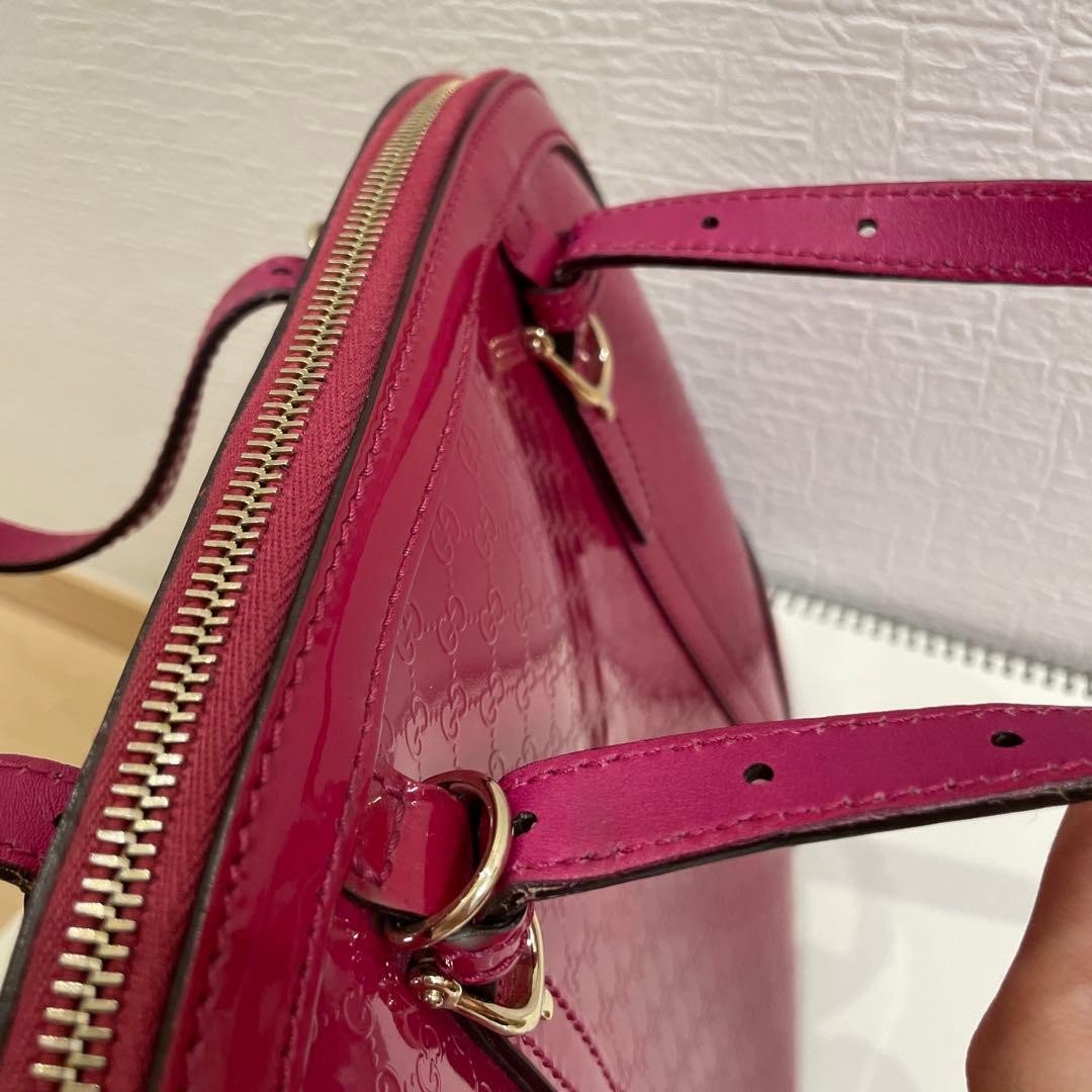 GUCCI Pink Leather GG Pattern 2WAY Shoulder Bag Handbag Vintage Authentic thumbnail 10