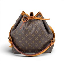 LOUIS VUITTON Petit Noe Monogram Canvas Brown Drawstring Shoulder Bag M42226