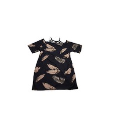 Rephotograph** Women's Unknown Brand Black Graphic Dress, feathers - Size L