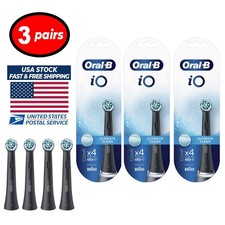Oral B IO Ultimate Clean Toothbrush Head Black 4 Count x 3 Pairs FREE SHIPPING