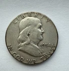 1954 P Benjamin Franklin, Liberty Bell + Eagle Half Dollar – 90% Silver