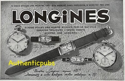 ADVERTISEMENT LONGINES POCKET WATCH PRECISION BRACELET WATCHMAKER 1935 AD PUB