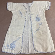 Vintage Yellow Flannel W/ Blue Embroidered Flowers Baby Open Jacket