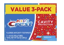 Crest Kid's Cavity Protection Toothpaste Sparkle Fun 4.6 Oz 3 Pk , Free Shipping