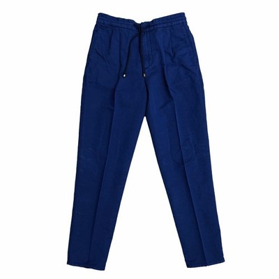 Brunello Cucinelli Men's Pants Size 38 54 Blue Linen & Cotton Drawstring $1,045