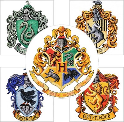 Personalized.Design Counted Cross Stitch Kits 'Hgwrts House Crests' Set of 5