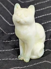 VTG Mosser Milk Opal Sitting Cat Figurine Vaseline Uranium Glows!!!!
