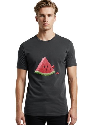 Watermelon-Slice-2 Mens Graphic Tee, 100% Cotton, Casual Summer Wear