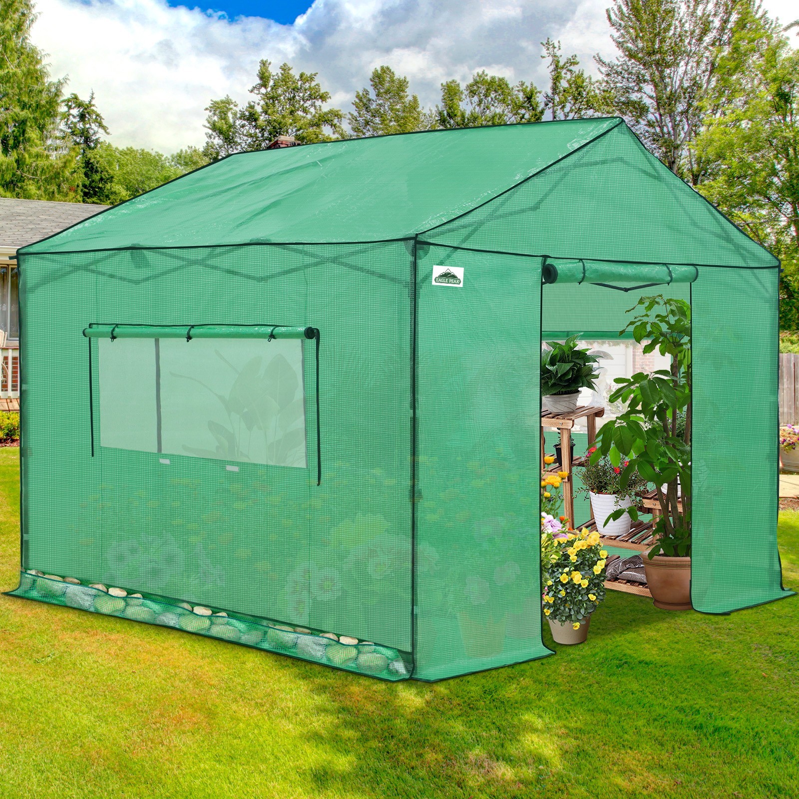 EAGLE PEAK 10x10 Portable Walk-in Outdoor Pop Up Greenhouse Easy Setup