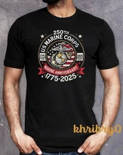 Military Pride 250th Marine Corps Anniversary Veteran T-Shirt H88991