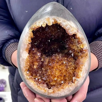 6.11LB TOP Natural Brazil citrine geode quartz crystal Energy Dinosaur egg