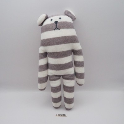 D2208B Craftholic Grey Stripe Sloth Plush 9'' Stuffed Toy Doll Japan