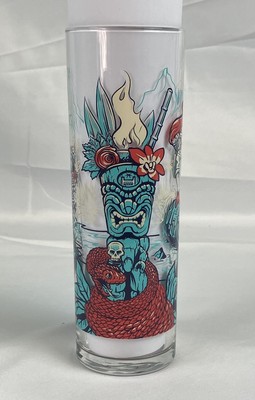 Hidden Harbor Tiki Bar Zombie Glass Pittsburgh Tiki Dangerous Dash Blue & Pink