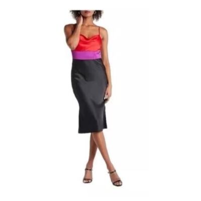 knee length dresses for ladies Alesso Black Satin Cowl-Neck Slip-Maxi Dress – Club L London main image 1