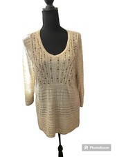 Women s sweater by Peck and Peck size XL gold thread with beaded front