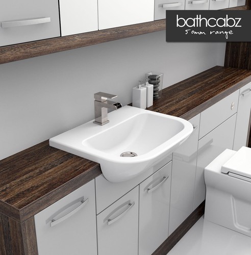 LIGHT GREY / MALI WENGE BATHROOM FITTED FURNITURE 1300MM - Picture 2 of 5