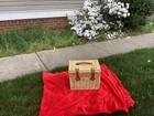 Deluxe Picnic Basket for 2w/Red Lining Plates Silverware Glasses & Accessories — photo 8