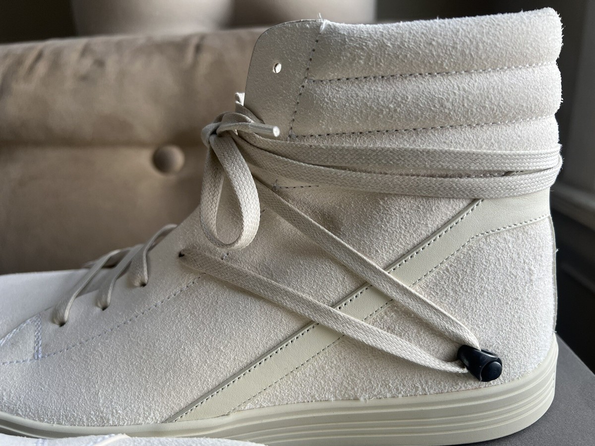 RICK OWENS OFF WHITE MILK SUEDE LEATHER GEOTHRASHER HIGH TOP