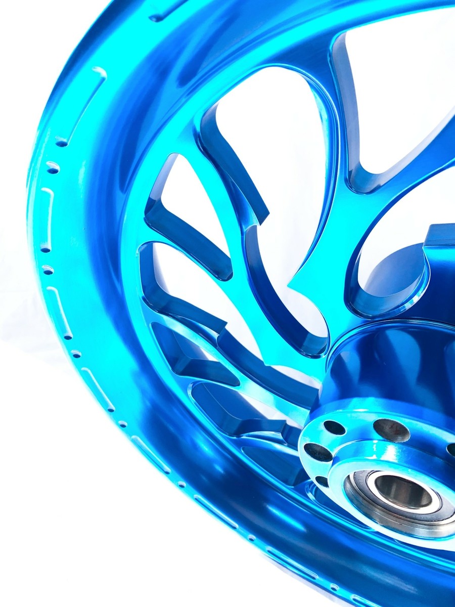 360 FAT TIRE CANDY BLUE HELLIAN WHEELS 06-11 KAWASAKI NINJA ZX-14