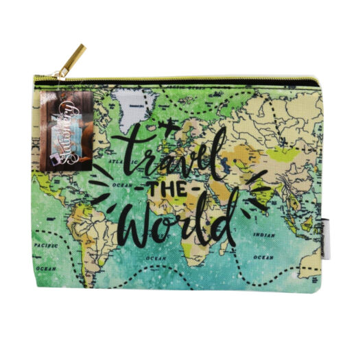 I love Stationery Travel the World Zip Pouch, Medium or Large Size Available - Picture 1 of 3