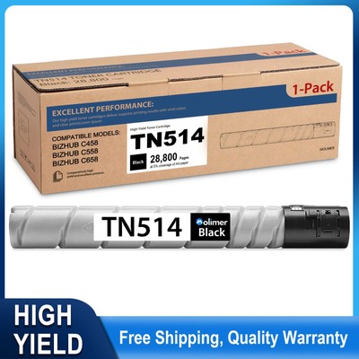 Compatible TN514K Black Toner for Konica Bizhub C658 C558 C458, 28,800 Pages