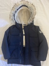 Abercrombie Fitch Kids Size 7/8 Navy Blue Parka With Fur Hood