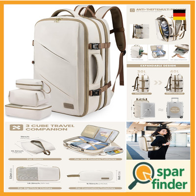 Handgepäck Rucksack Beige Herren Damen 17'' Laptop Travel