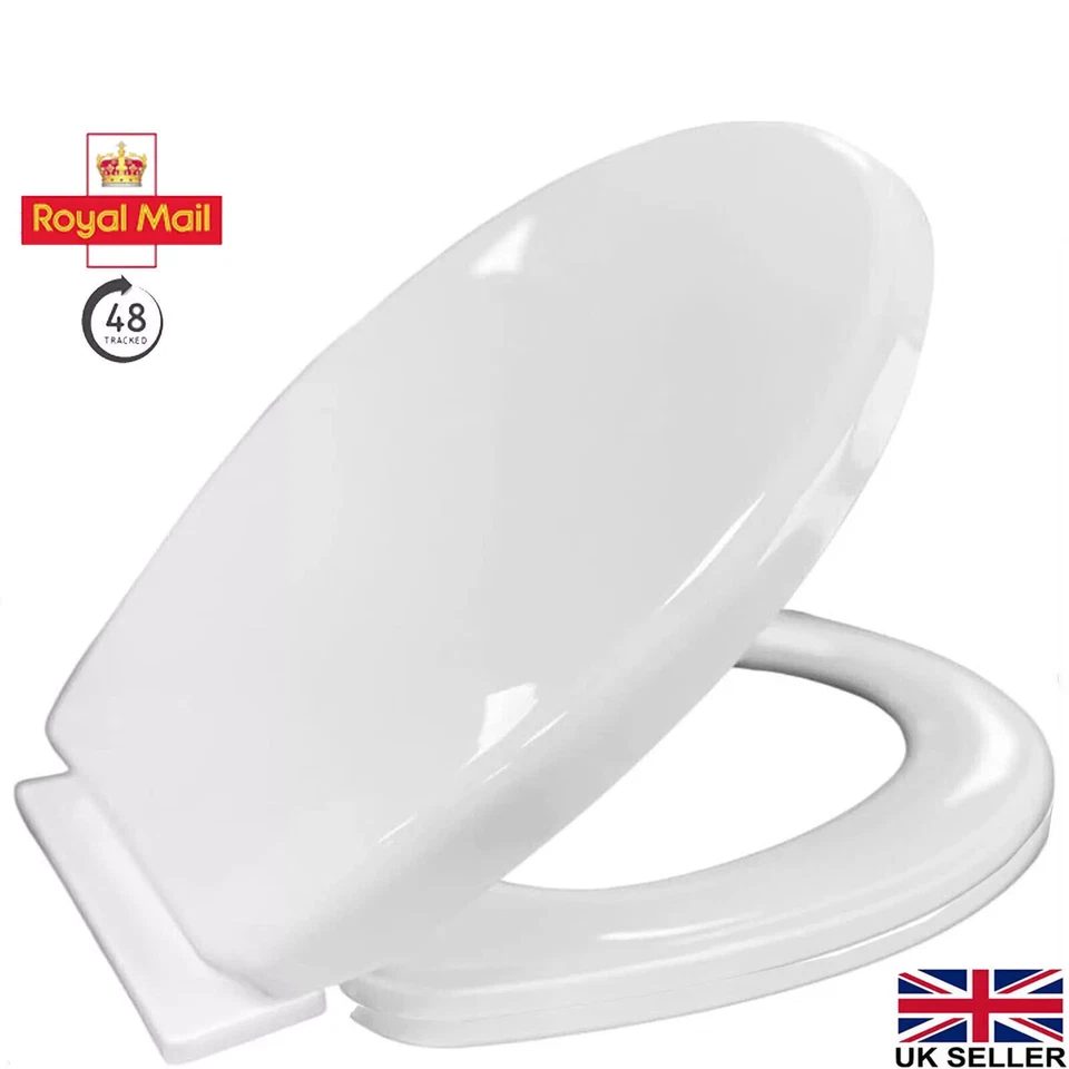 Slow Soft Close WC Toilet Seat Set Luxury Bathroom Heavy Duty Oval Shape 2025 UK