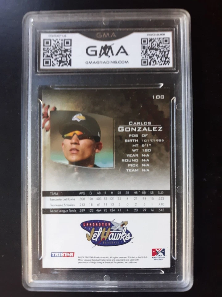 Tarjeta de novato Carlos González Rockies 2006 Tristar Prospects Plus #100 como nueva 9 Foto 2 de 2