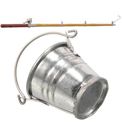 Miniature Fishing Bucket Dollhouse Rod Set Detailed Pole Ornaments - Picture 10 of 12