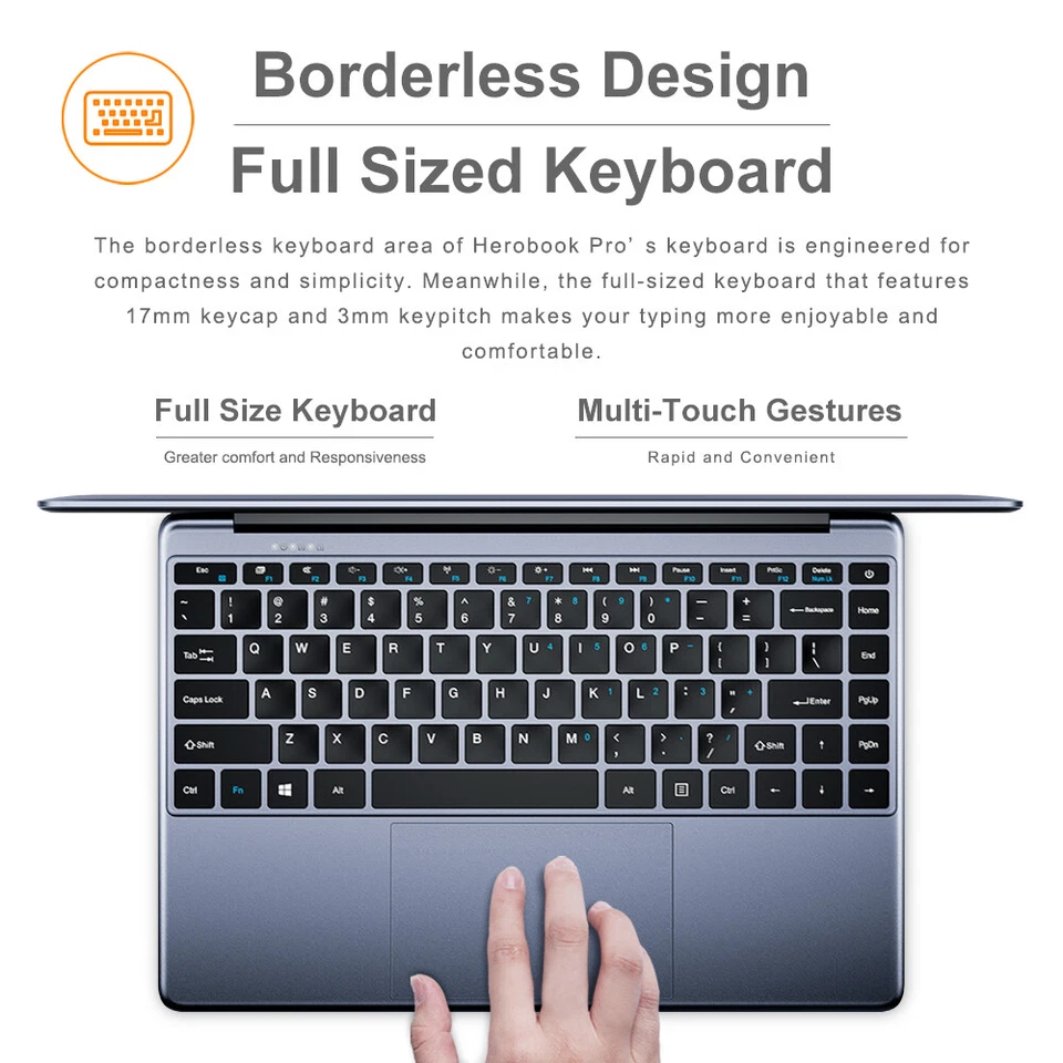 CHUWI Laptop 14.1'' HD Intel Celeron N4000 8GB 256GB SSD Webcam Windows 11 H - Image 3 of 4