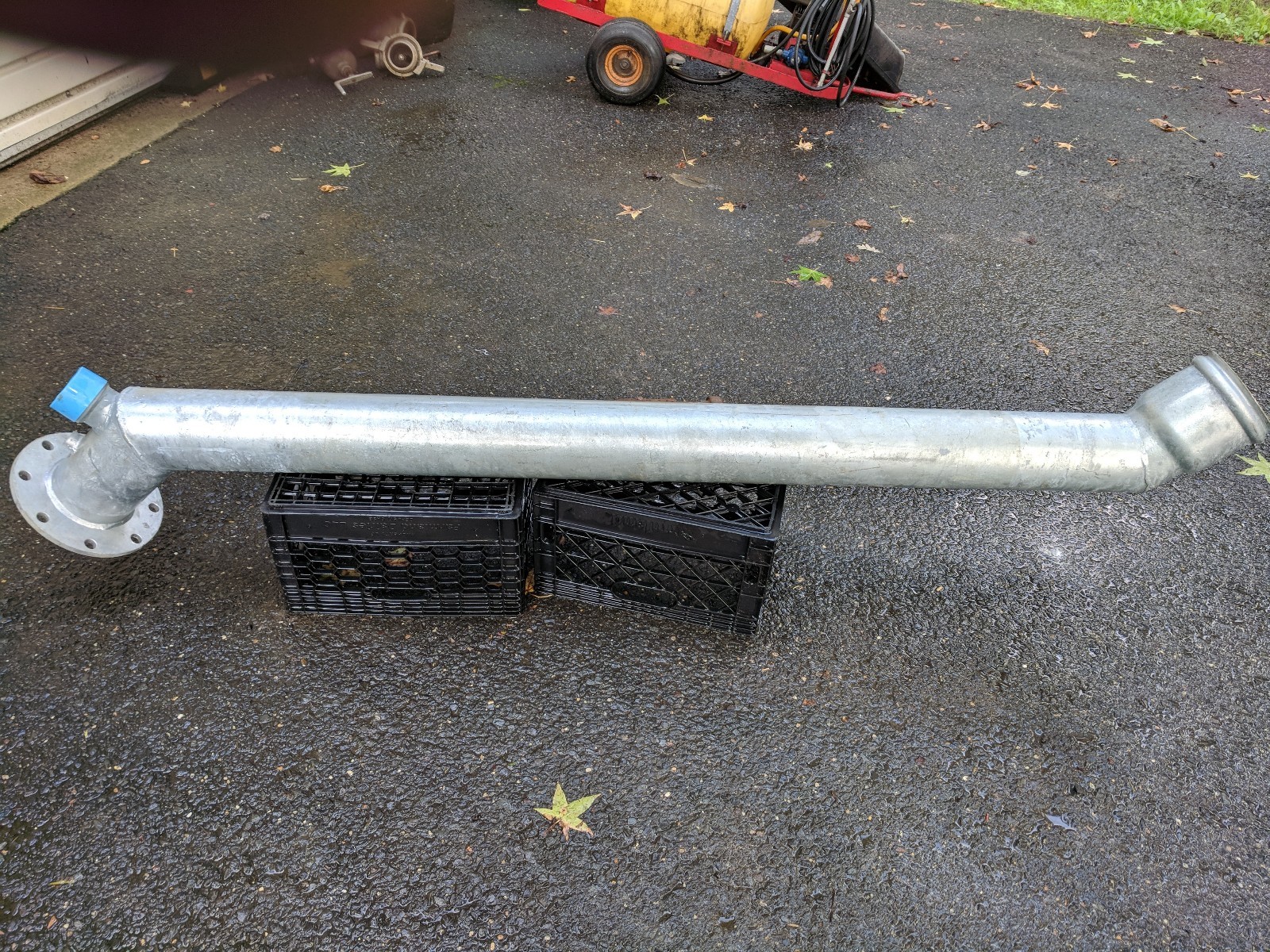 6" galvanized Irrigation Z pipe w/3" and 3/4" threaded outlets. 6