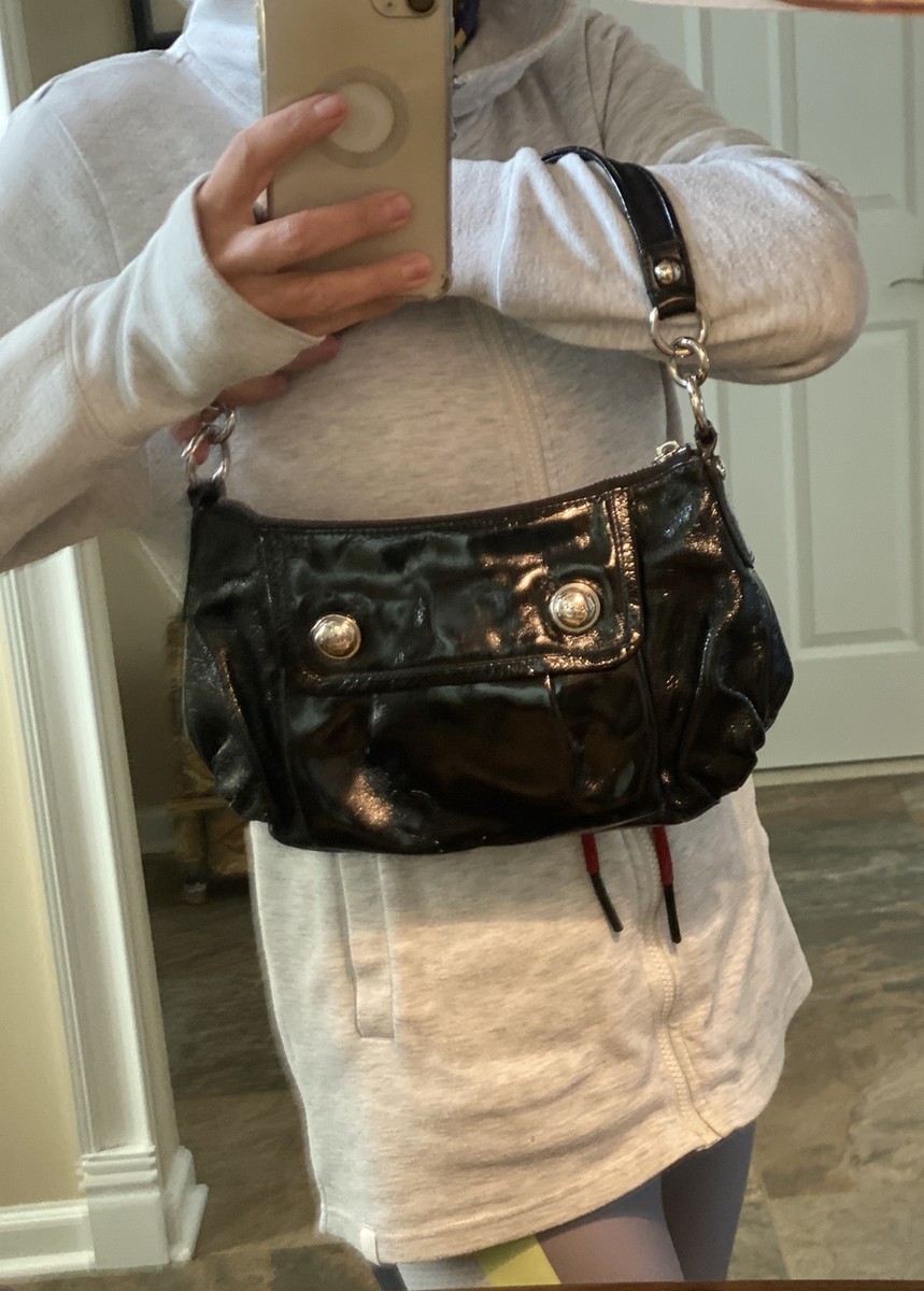 Coach Hobo Bag Soho Crescent Satchel Black Patent Leather Y2K Vnt