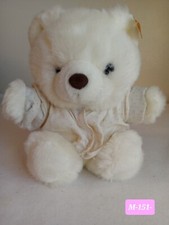 FIESTA TEDDY BEAR WHITE, PLUSH STUFFED TOY ,  1989. 9" INC