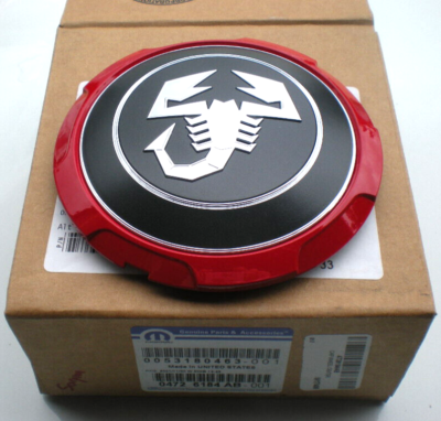 NEW 2012 - 2017 Fiat Abarth Scorpion Black/Red OEM Center Cap P/N