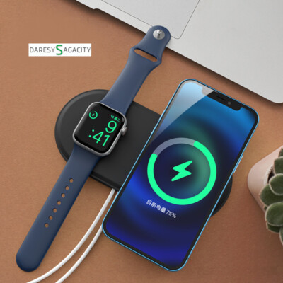 D-S 2in1 Dock für Apple iPhone & Watch Magsafe kabellose Ladegerät Ladestation