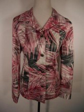 Beautiful Women's Size 1 Chico's Pink Floral LS Fitted Button Blazer Jacket