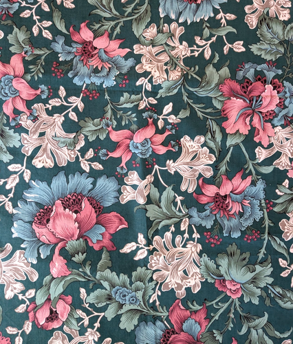 2 Yards Vintage Springs Scarborough Fair 2 Cotton Fabric Green Floral 44x77