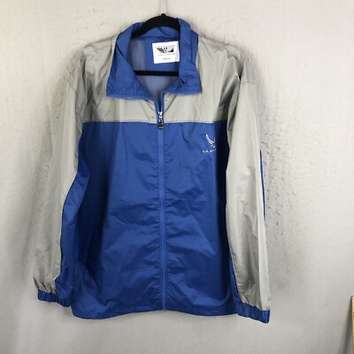 Air Force Jacket Mens Extra Large Blue Grey  Full Zip Windbreaker Allweather