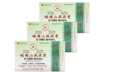 E Mei Shan Medicated Plaster  (5 plasters, 3.8 in x 2.75 in) - 3 Boxes EXP:05/25