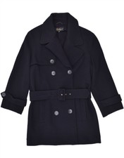 Luisa Spagnoli Womens Double Breasted Coat Uk 14 Medium Navy Blue Bb37