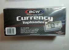 10 x BCW Regular Dollar Bill Currency Toploaders Holds 6 1/8 x 2 5/8
