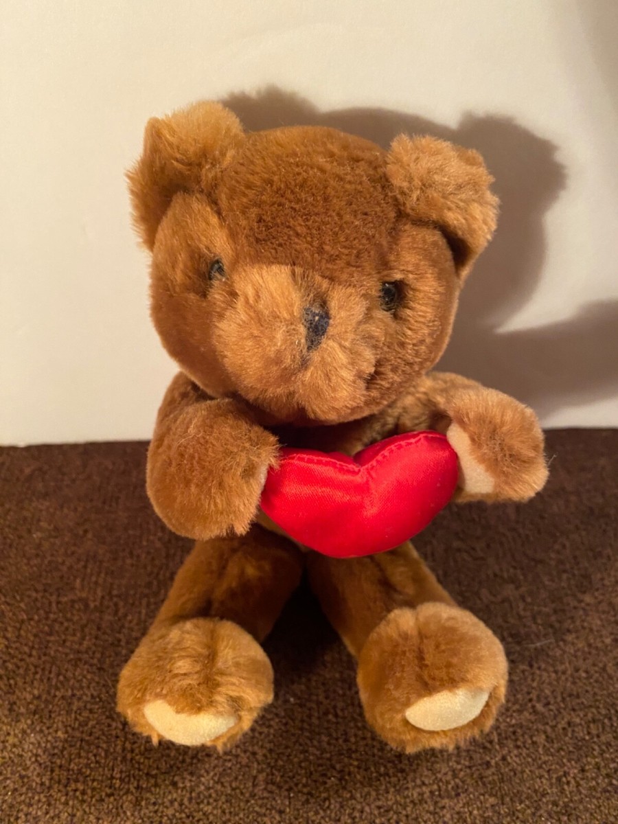VTG Russ Berrie Brown Teddy Bear Holding Red Heart 5” | eBay